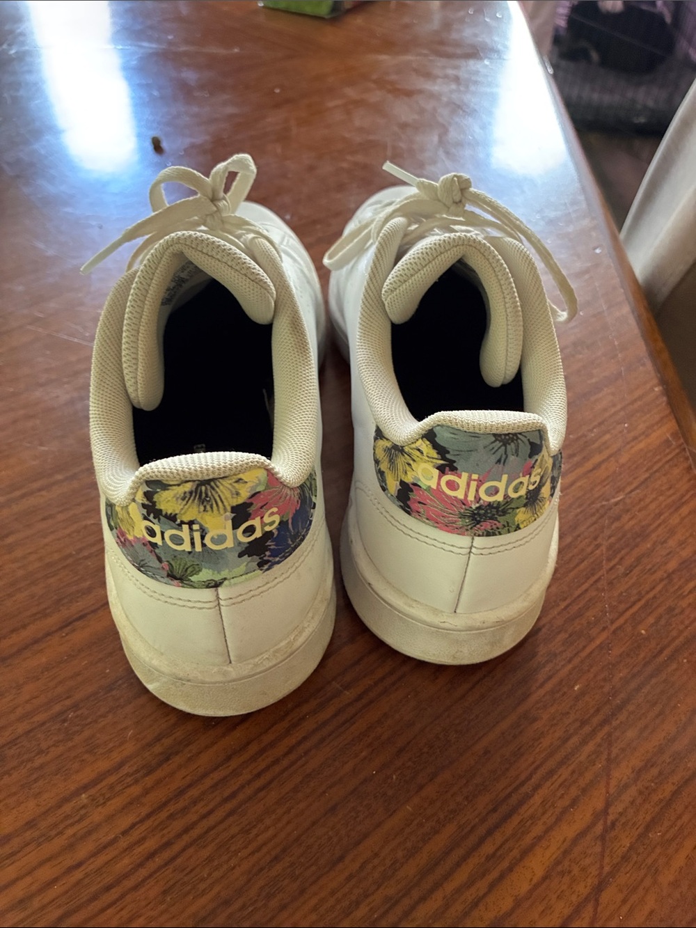 adidas White Sneakers with Multicolor Floral Heel